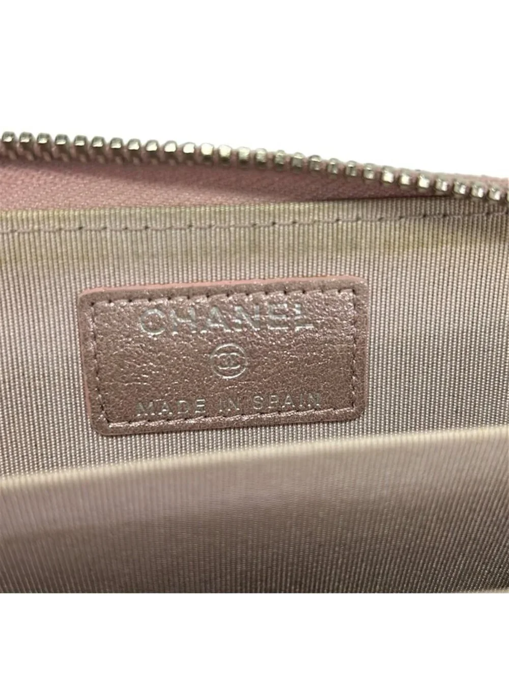 Chanel Coin Purse Quilted Pink Silver Zip Around Lambskin